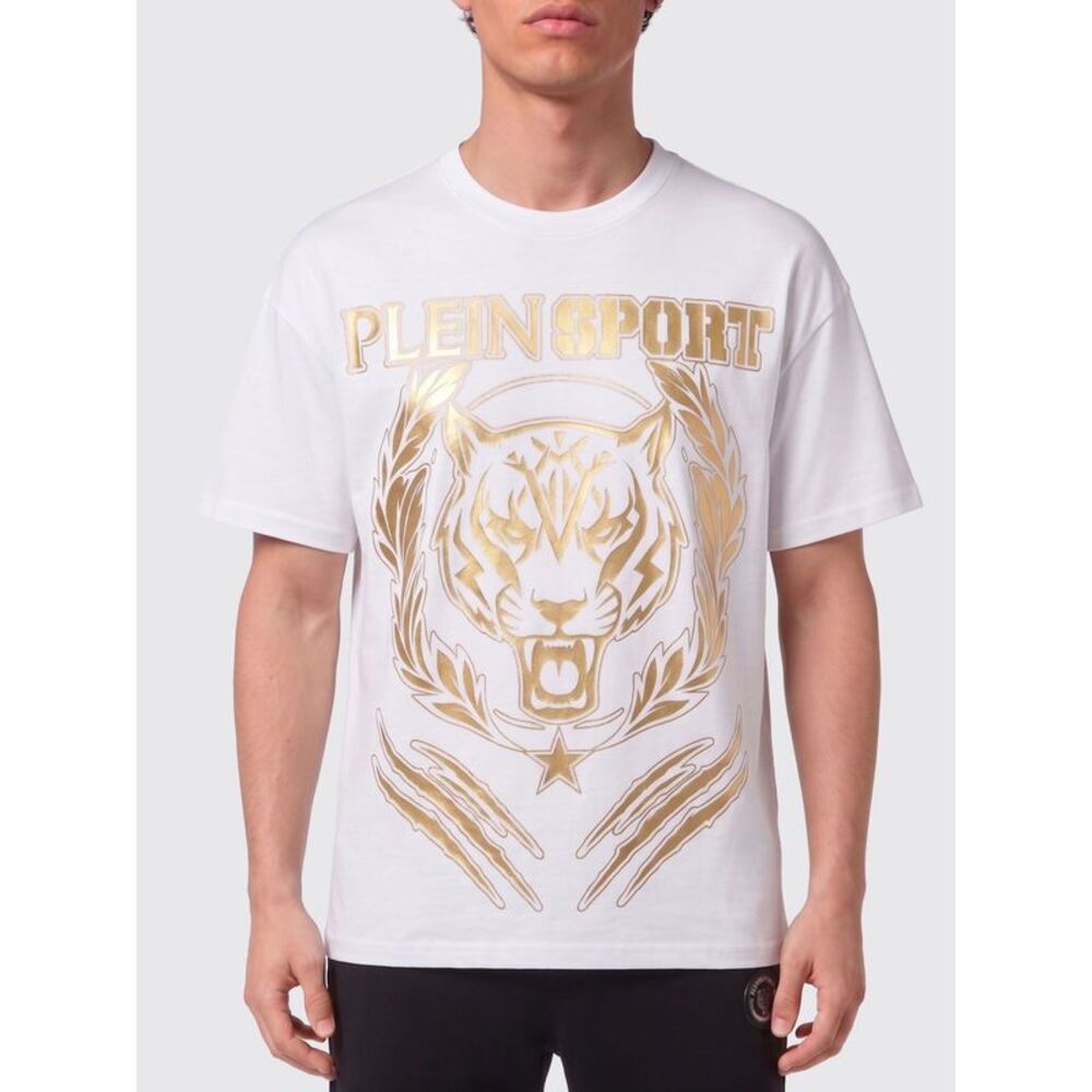 Plein Sport Men Plein Sport Graphic Print Cotton T-Shirt With Contrast Logo